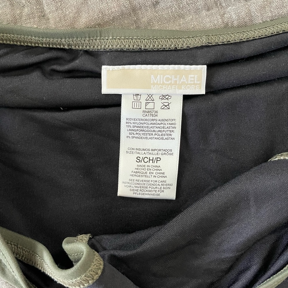Michael Kors bandeau style bikini olive green small bottom medium top - Picture 4 of 7